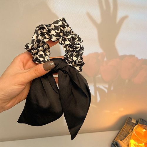 Houndstooth bow large intestine hair band hair tie women's hair summer retro Korean style hair rope headband ribbon hair accessories