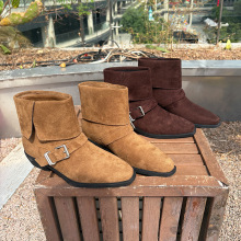 新款两穿马丁靴2025秋冬复古美拉德女靴英伦风大筒围显瘦堆堆短靴