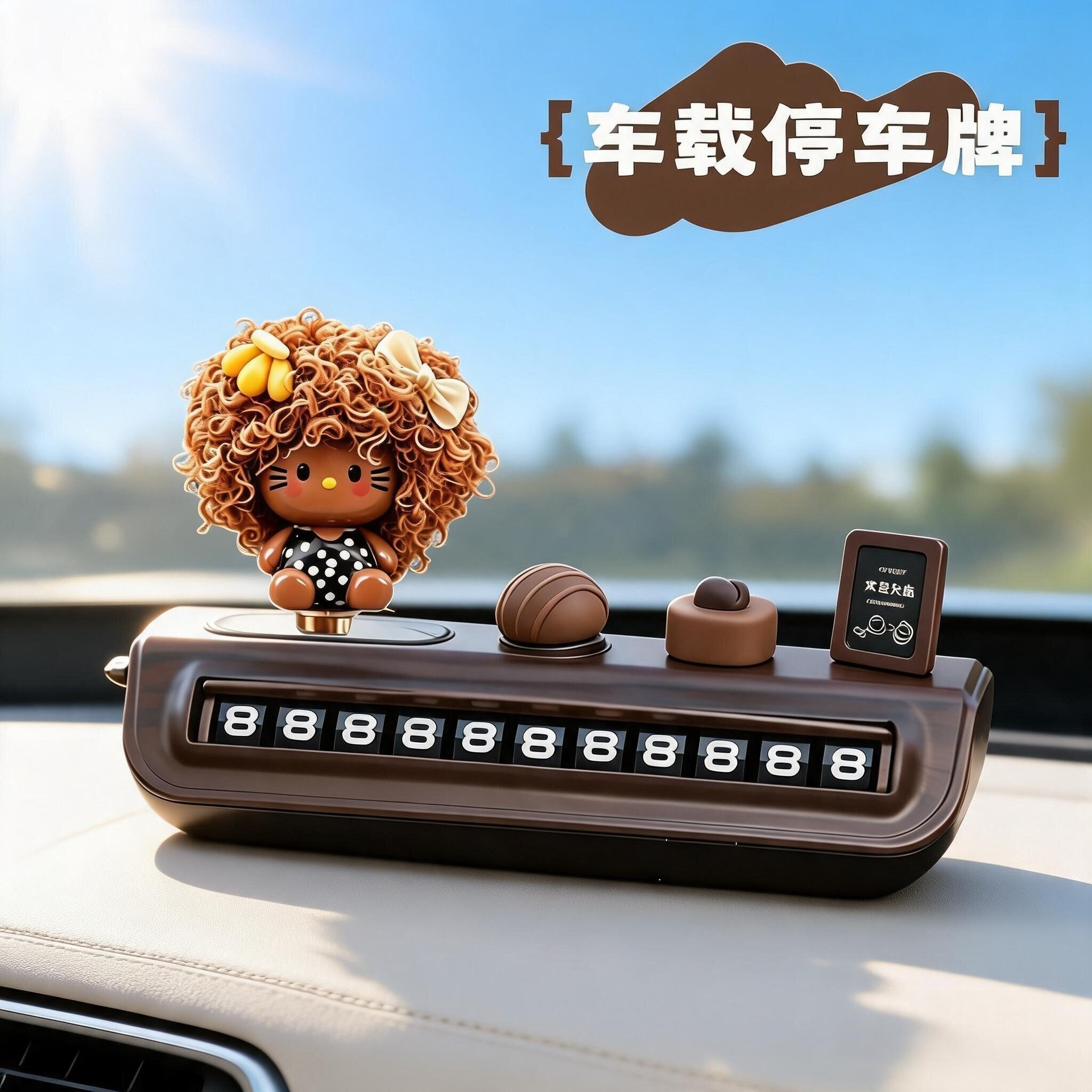 2026 New Model Kitty Temporary Parking Number Plate for Moving Car, Phone Number Sign for Car, Cute for Women