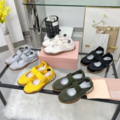外贸miu家顶版2025新款防滑厚底休闲圆头阿甘鞋显瘦复古德训鞋女