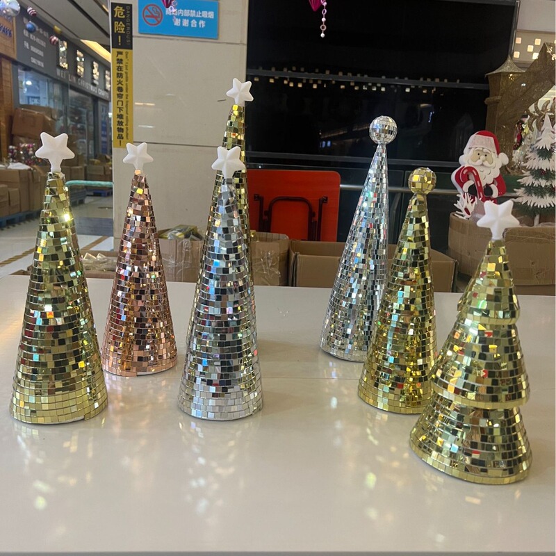 Fashionable New Glass Mirror Christmas Tree Ornaments Simple Christmas Party Decorations Wholesale