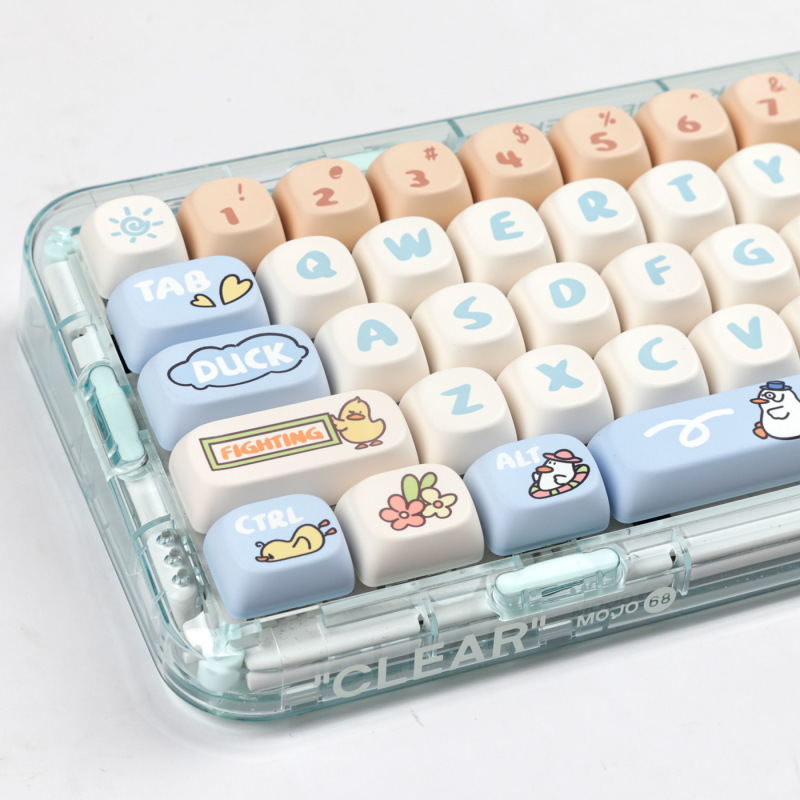 退屈なアヒルキーキャップかわいい漫画 MOA 高さ PBT 昇華 GH60 64 68 75 98 メカニカルキーボードキャップ|undefined