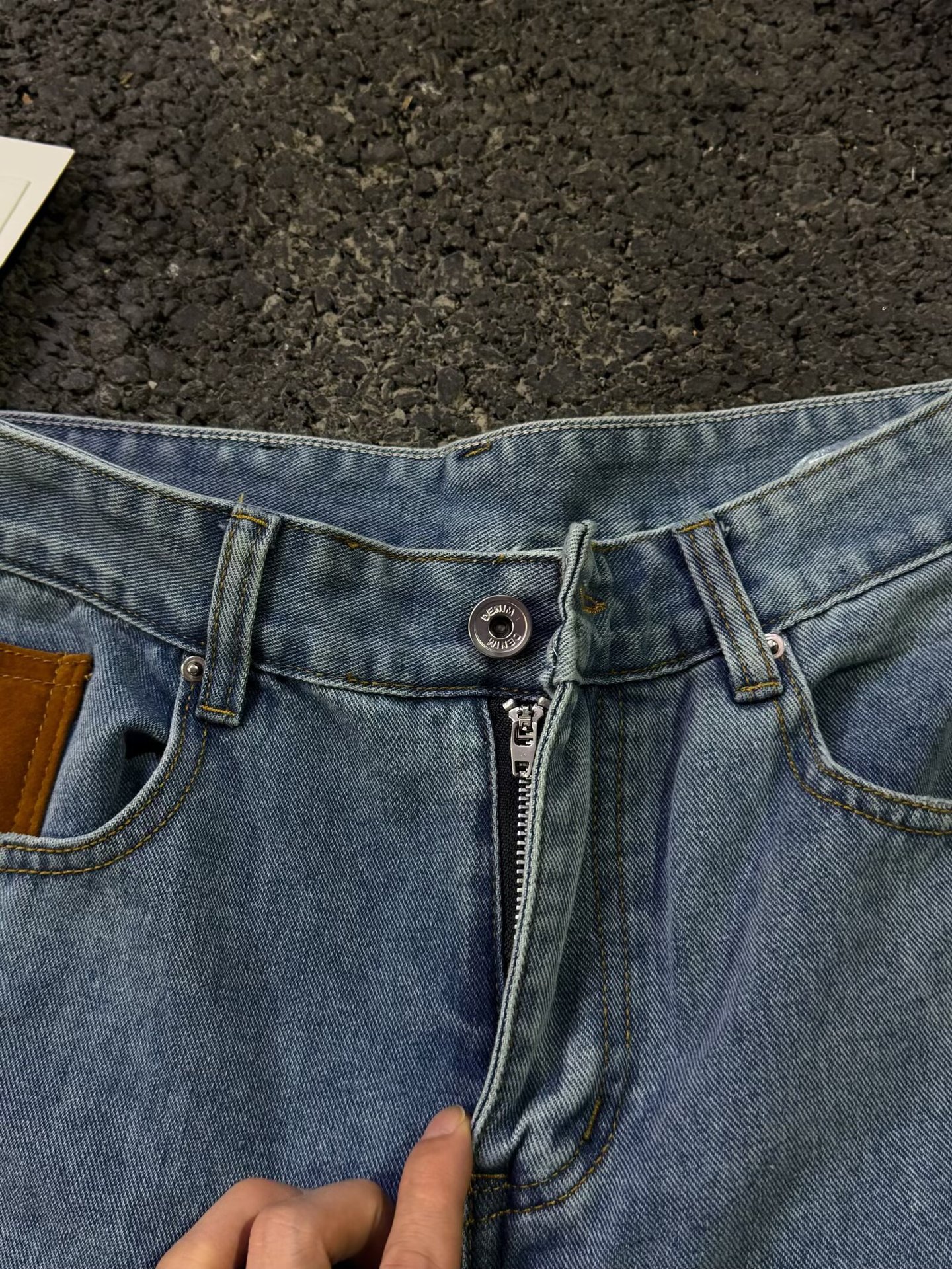 Men's Cleanfit Blue Jeans American High Street Wide Leg Straight Casual Trousers Midweight Cotton Non-Stretch Machine Washable_mkmklike.com