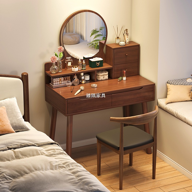 Mesa de madera china, armario práctico, mesa y sillas nórdicas modernas, mini mesa de maquillaje roja en línea