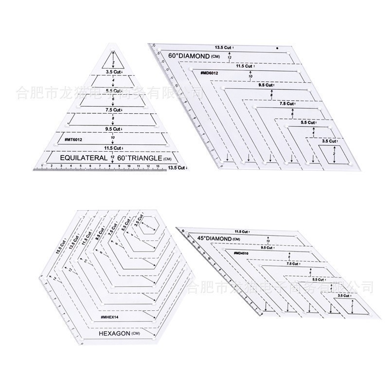 Regla de costura de acrílico cuadrado negro regla cuadrada transparente Placa de ropa a medida que hace material de herramienta