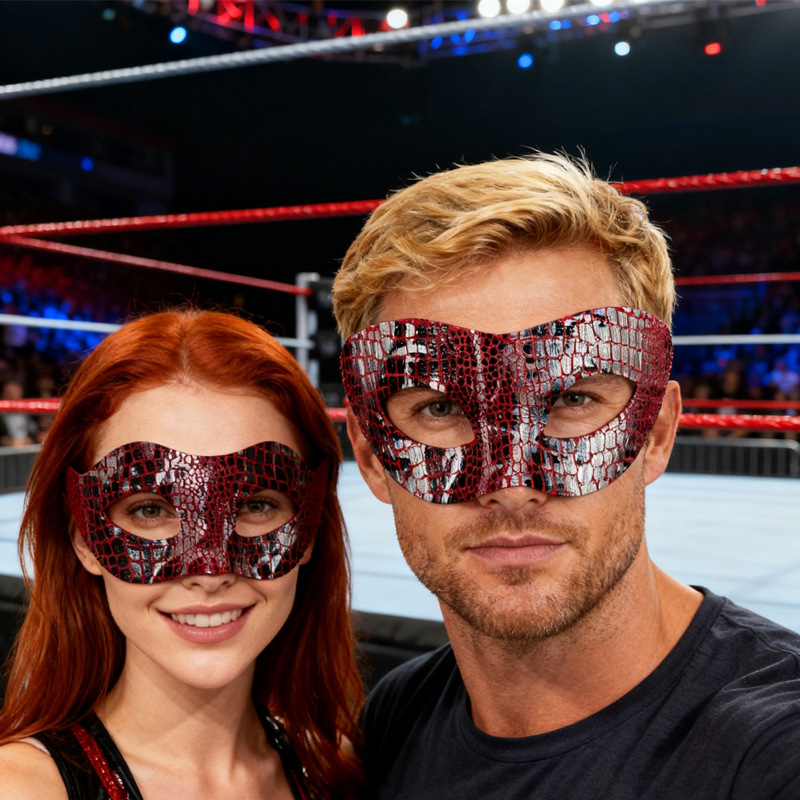 Máscaras de pareja media cara máscaras de baile piel de serpiente piel de cocodrilo máscaras de ojos fiesta de Halloween luchador jugueteo props