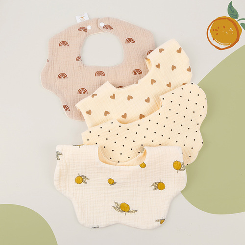 ins style Korean four seasons 360 degree gauze cotton saliva pocket baby bib baby bib baby saliva towel large