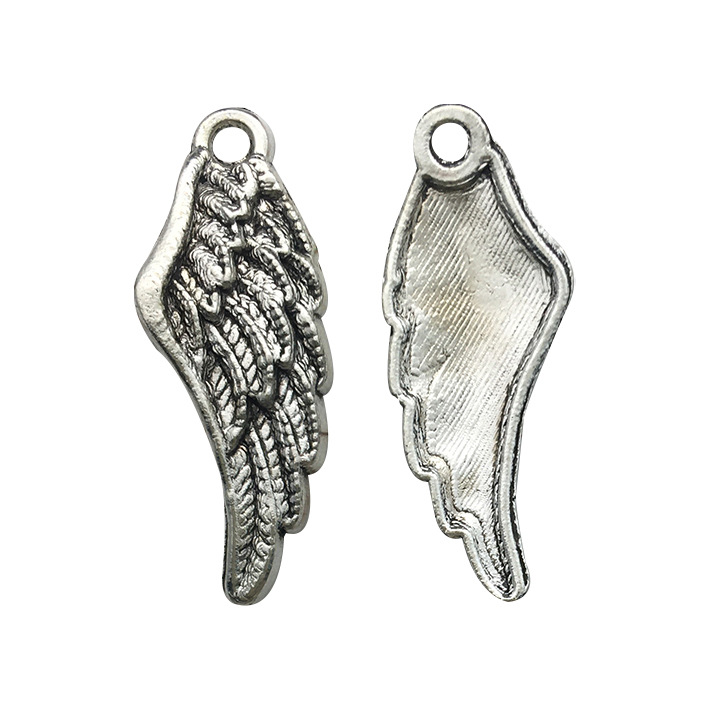 Cruzar la frontera nuevo 20 mezclado antiguo plata vintage alas de plumas de aleación de La Joyería colgante alas de Ángel colgante material