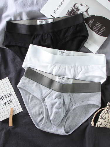 Men's underwear pure cotton men's briefs sexy low waist solid color shorts underwear youth sports comfortable personality
