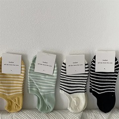 襪子女條紋船襪夏季薄款簡約經典隱形襪ins百搭防滑彩色短筒襪子