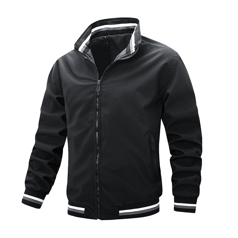 New casual spring and autumn sports solid color jacket men's_voghion.com