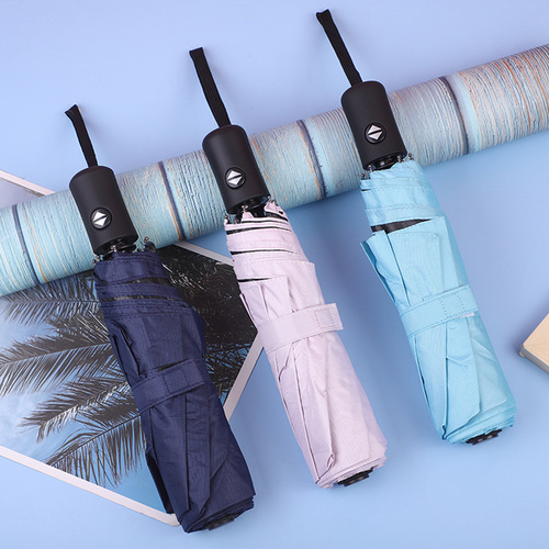 Fully automatic parasol vinyl folding sun umbrella for women, sunny or rainy, automatic umbrella with custom logo