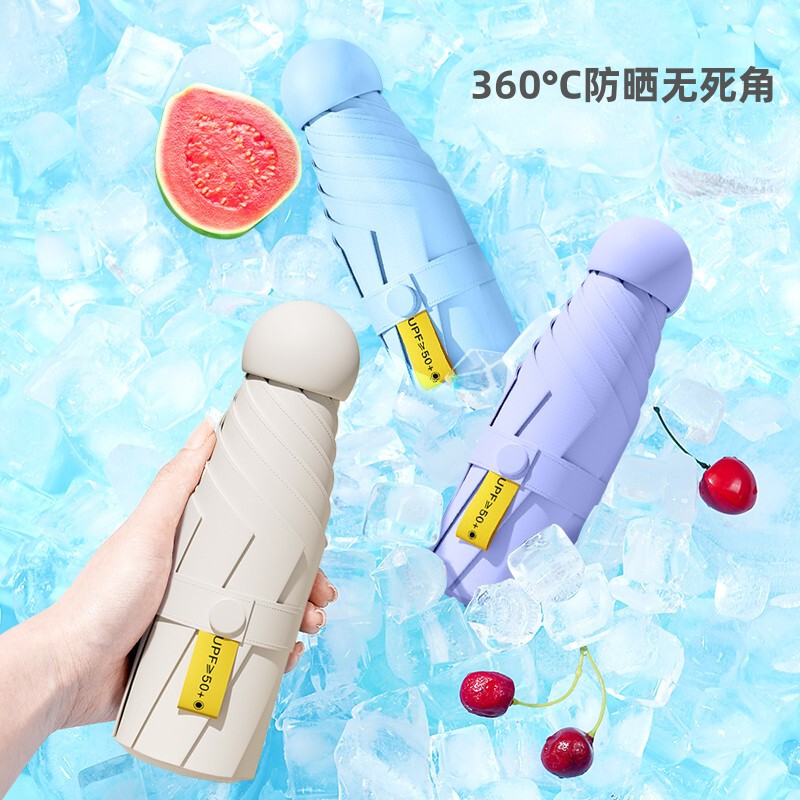 50% Off 6-Bone Black Rubber Sunshade Umbrella, Sun Protection, Uv Protection, Foldable Pocket Sun Umbrella, Pocket Umbrella, Foldable, Dark Green