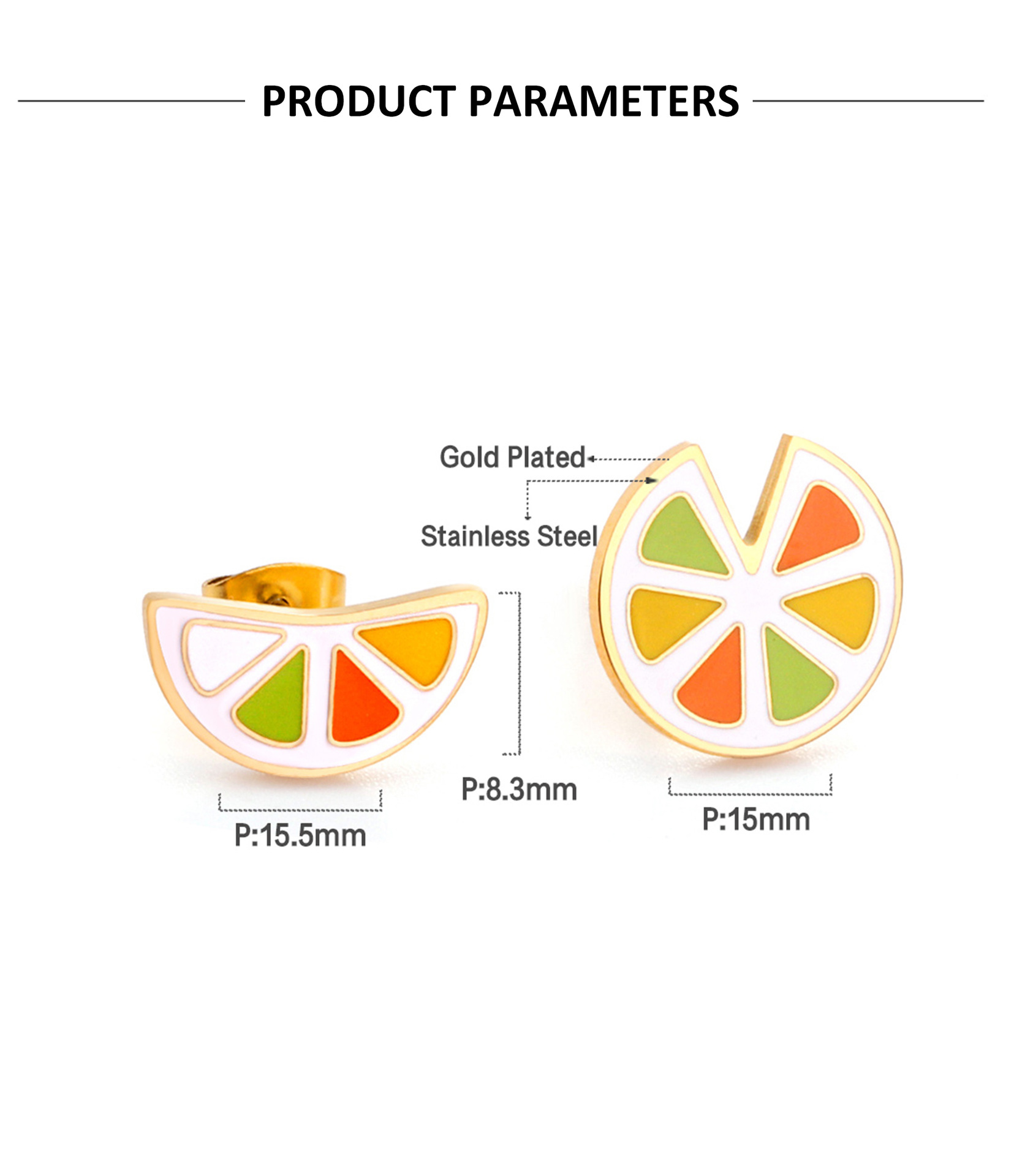 Cute Fruit Stainless Steel Ear Studs 1 Pair