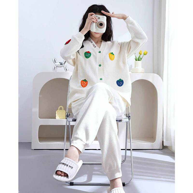 Комплект для беременных и кормящих мам: кардиган и пижама из чистого хлопка для весны и осени, с длинным рукавом, для кормления грудью.