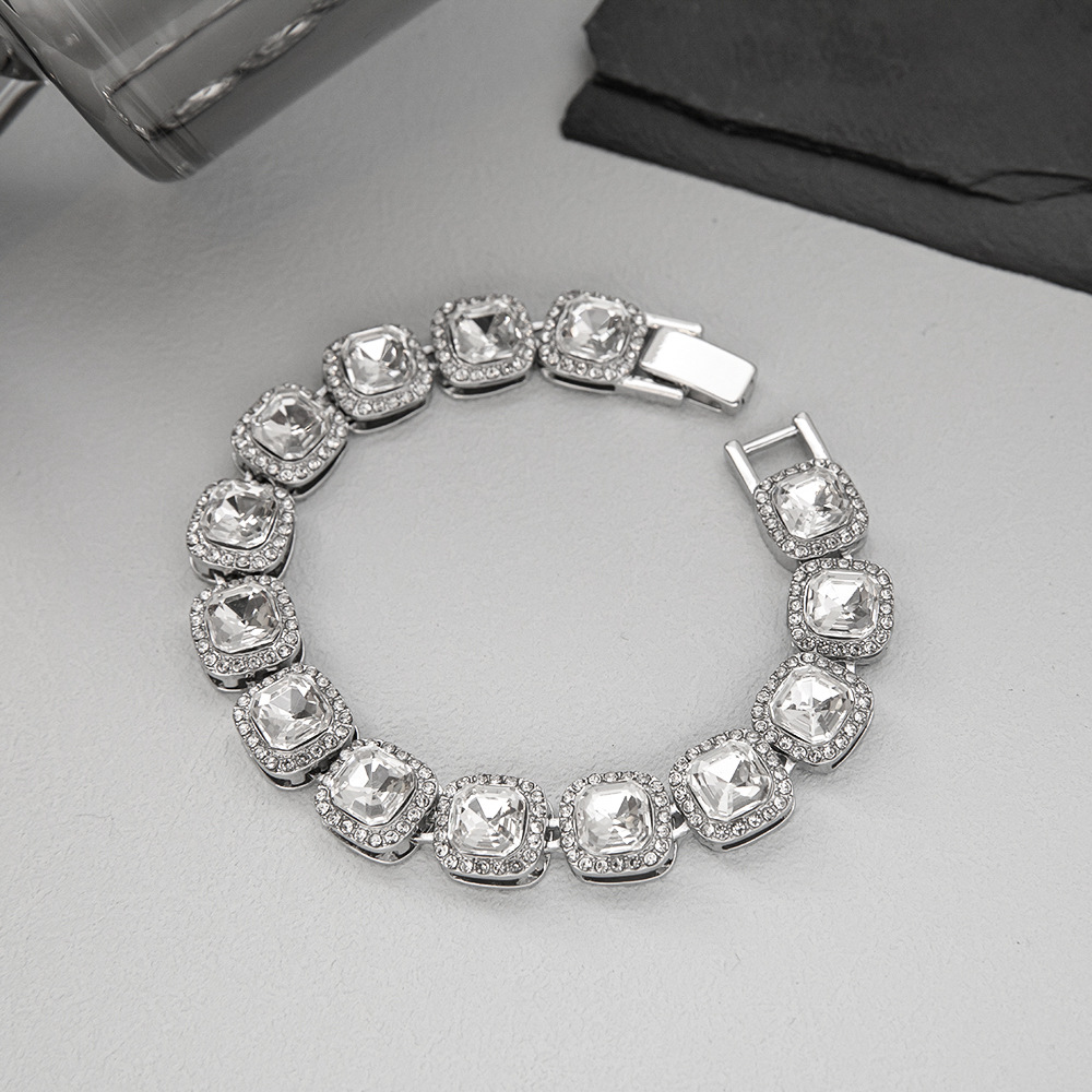 1 Piece Fashion Square Alloy Inlay Artificial Diamond Couple Unisex Bracelets