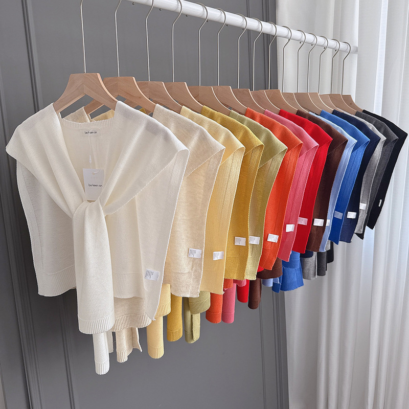 high quality Spring Summer Autumn Thin Silk Merino Wool Solid Color All-match Shawl Women's New Solid Lace-up Shoulder