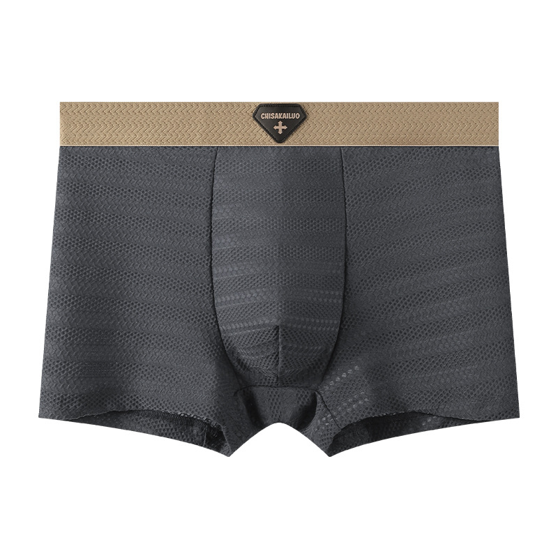 Ropa interior de seda de hielo para hombres, transpirable de gran tamaño, tendencia, jóvenes japoneses, antibacterianos, entrepierna, calzoncillos, bóxer para estudiantes, hombres