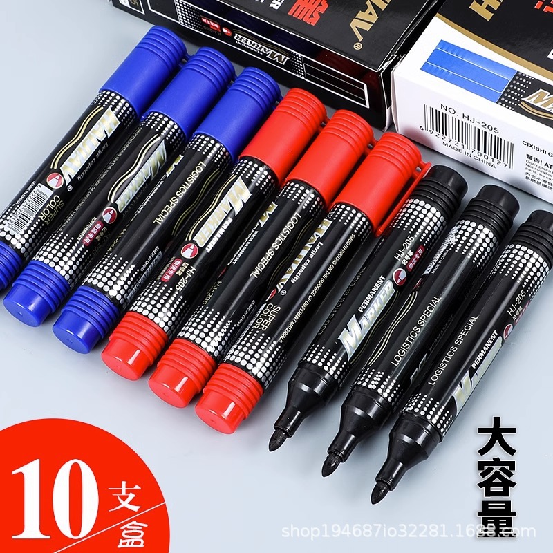 Haijia cabeza grande bolígrafo negro de cabeza gruesa bolígrafo a prueba de agua a prueba de aceite secado rápido no se desvanece tinta marcador