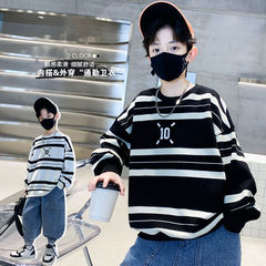 Men's Spring Hoodie 2024 New Arrival Children's Spring Outfit Streetwear Brand Striped T-Shirt for Big Kids Cool and Stylish