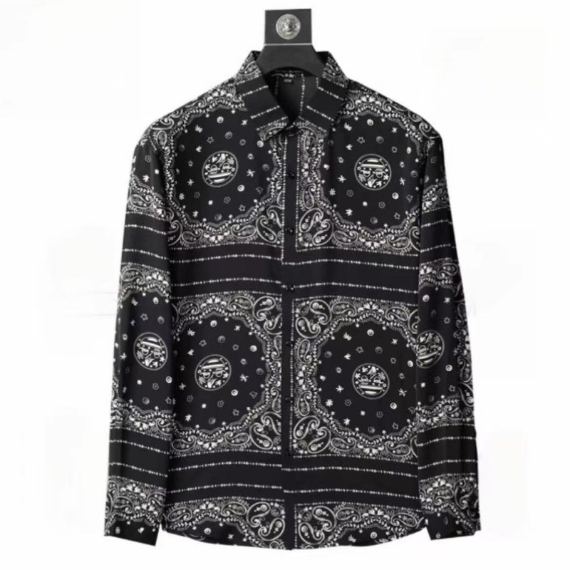 2025秋季新款高端男士印花长袖衬衫时尚休闲轻奢轻薄透气网红上衣