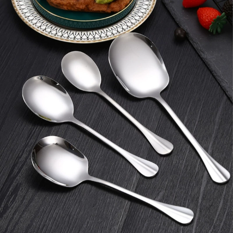Отель Нержавеющая сталь Сплит Ложка Гостиничный сервис Столовая Бытовая Длинная ручка Большая общественная ложка Ложка Посуда