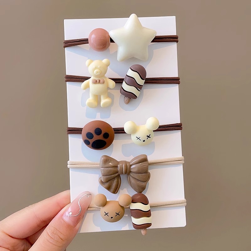 Cuerdas de cabello de color leche para niños flores anillo de cabello arco de goma para niñas no lastimar el cabello banda de goma para el cabello para niñas