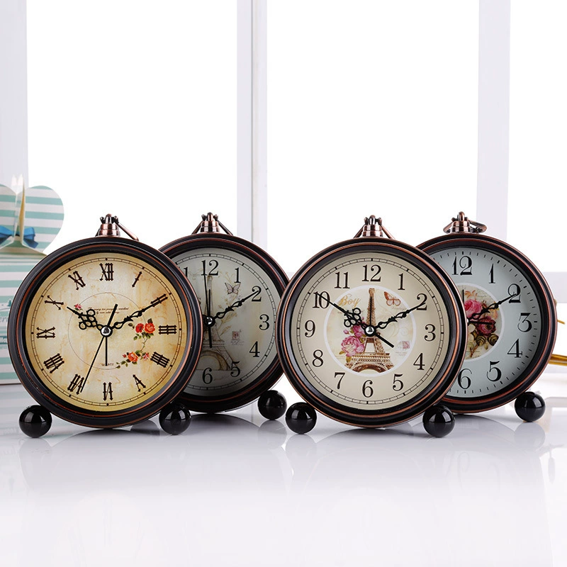 Ретро Европейский пасторальный креативный будильник Ленивый немой студенческий будильник Спальня креативные металлические часы