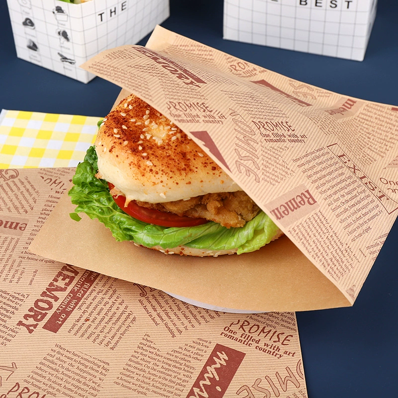 Oil-proof triangular bag, food-grade hand pancake, pancake, burger paper bag, commercial sandwich wrapping paper, kraft paper