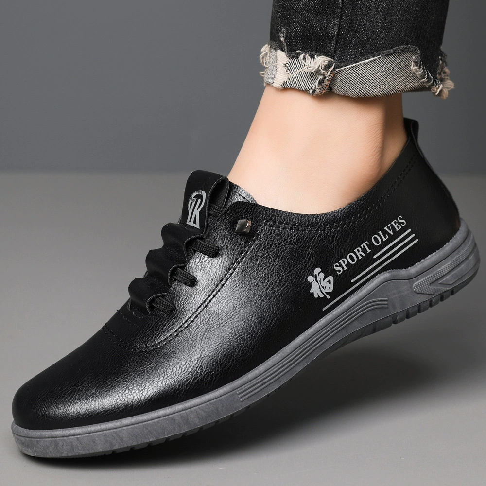 Внешняя торговля повседневная мужская кожаная обувь 2025 новая наружная дышащая обувь PU корейская модная молодежная бобовая обувь ленивая обувь