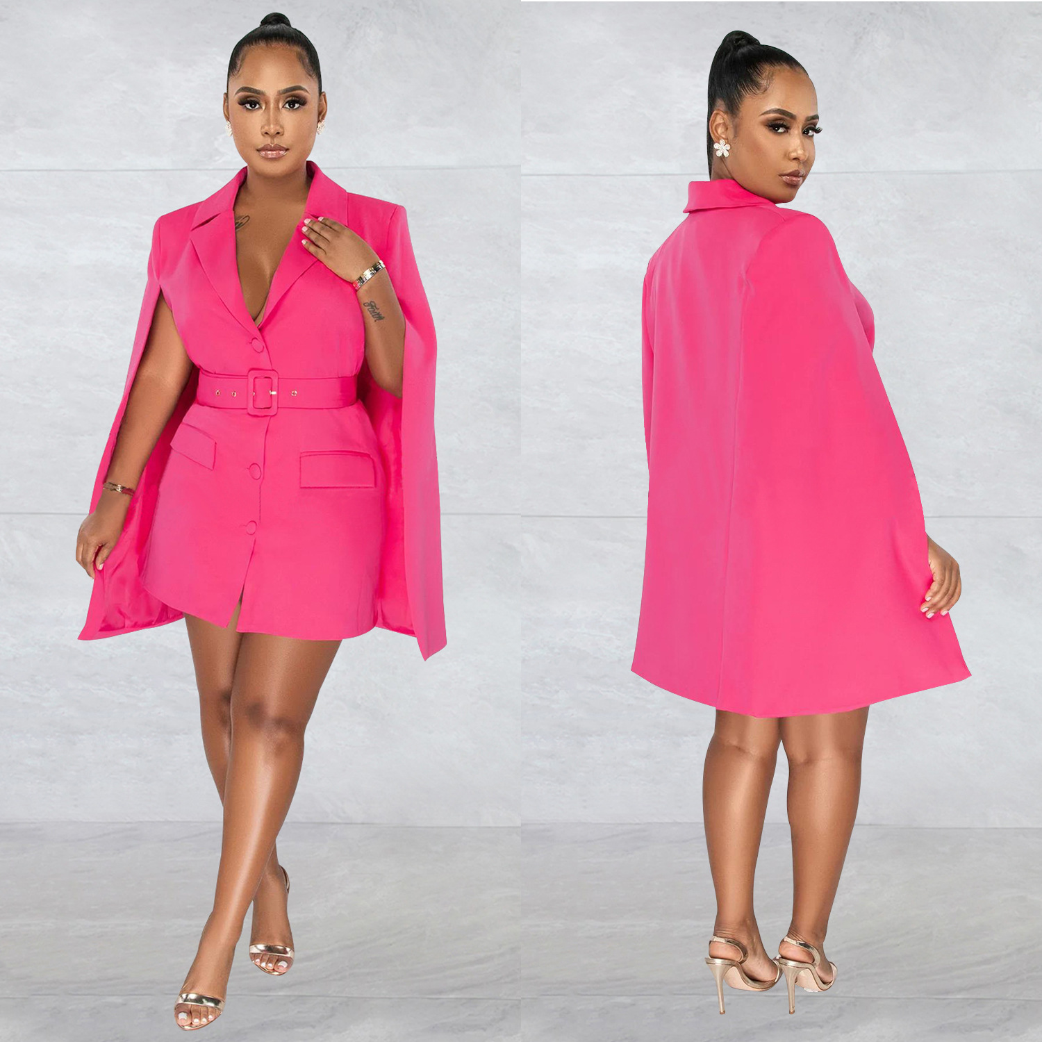 X6125 transfronteriza AliExpress Amazon ropa de mujer de moda europea y americana de color sólido capa cinturón solapa sin mangas para las mujeres