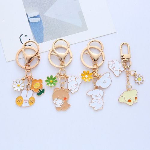 Korean INS cartoon bear rabbit keychain ornament sister-in-law keychain gift creative couple bag accessory