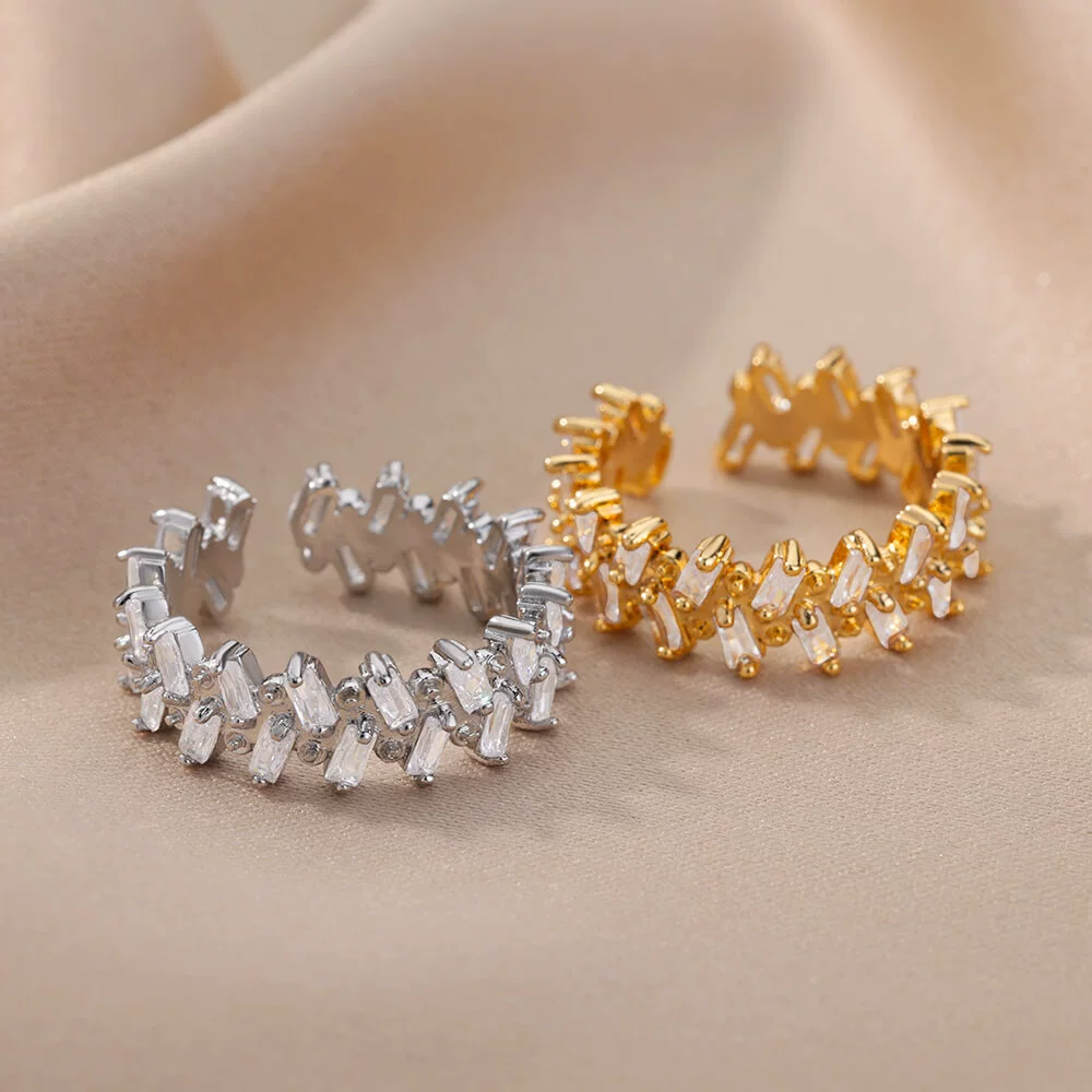 Creative zirconium, ring, accessory, Aliexpress, simple and elegant design, micro incrustation, 750 sample gold