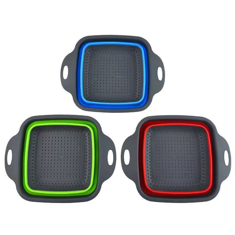 Multifunctional Kitchen Drain Basket Household Fruit Washing Basin Square Foldableing Drain Basket Drain Basket Vegetable Washing Basin