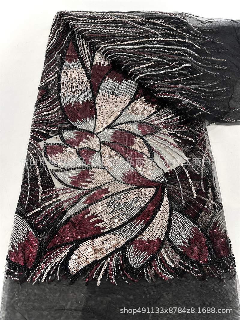Industria pesada, cuentas, lentejuelas, telas, vestidos de moda, vestidos de baile, vestidos de cena para damas, telas bordadas, venta al por mayor transfronteriza