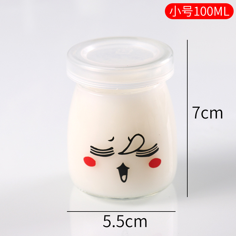 Vaso para pudín con tapa, botella de vidrio para pudín, tarro de miel, gelatina, vaso para mousse de leche de doble capa, vaso para yogur, patrones creativos al por mayor