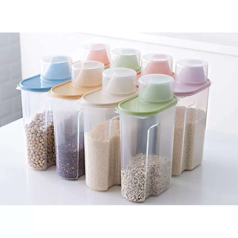 防潮保鲜带盖五谷杂粮收纳罐收纳盒米桶厨房家用透明储物罐