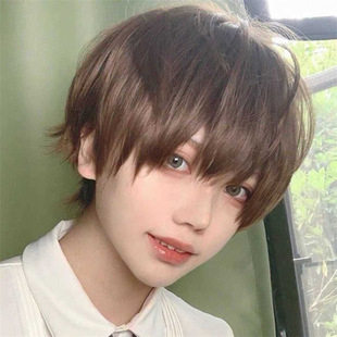 Anime Wig Men's Short Straight Hair Handsome Secondary Cos Fake Hair Japanese Style Junior Fluffy Short Hair Full Head Cover in stock