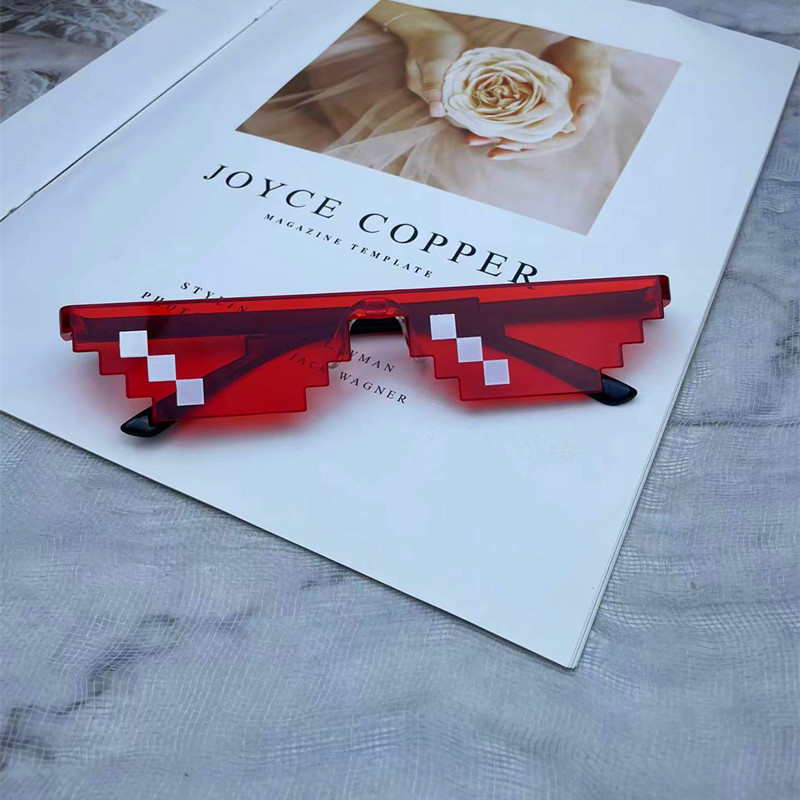 Glasses de mosaico cuadrado, personalidad de píxeles de dos dimensiones, gafas de sol divertidas, gafas de sol de mosaico de doble fila. image 17