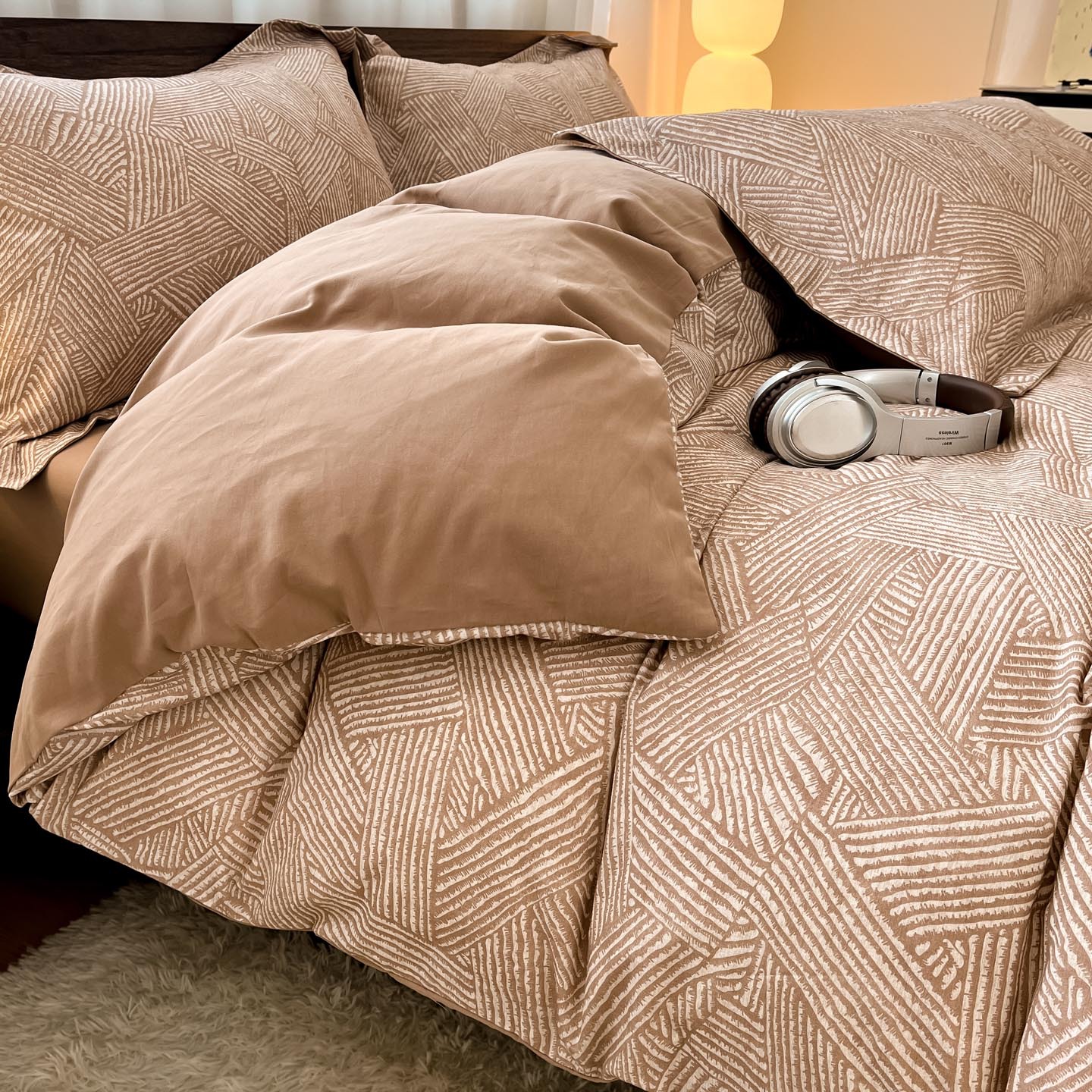 Algodón grueso de cuatro piezas, sábanas de algodón lavado con agua, dormitorios de estudiantes, tres piezas