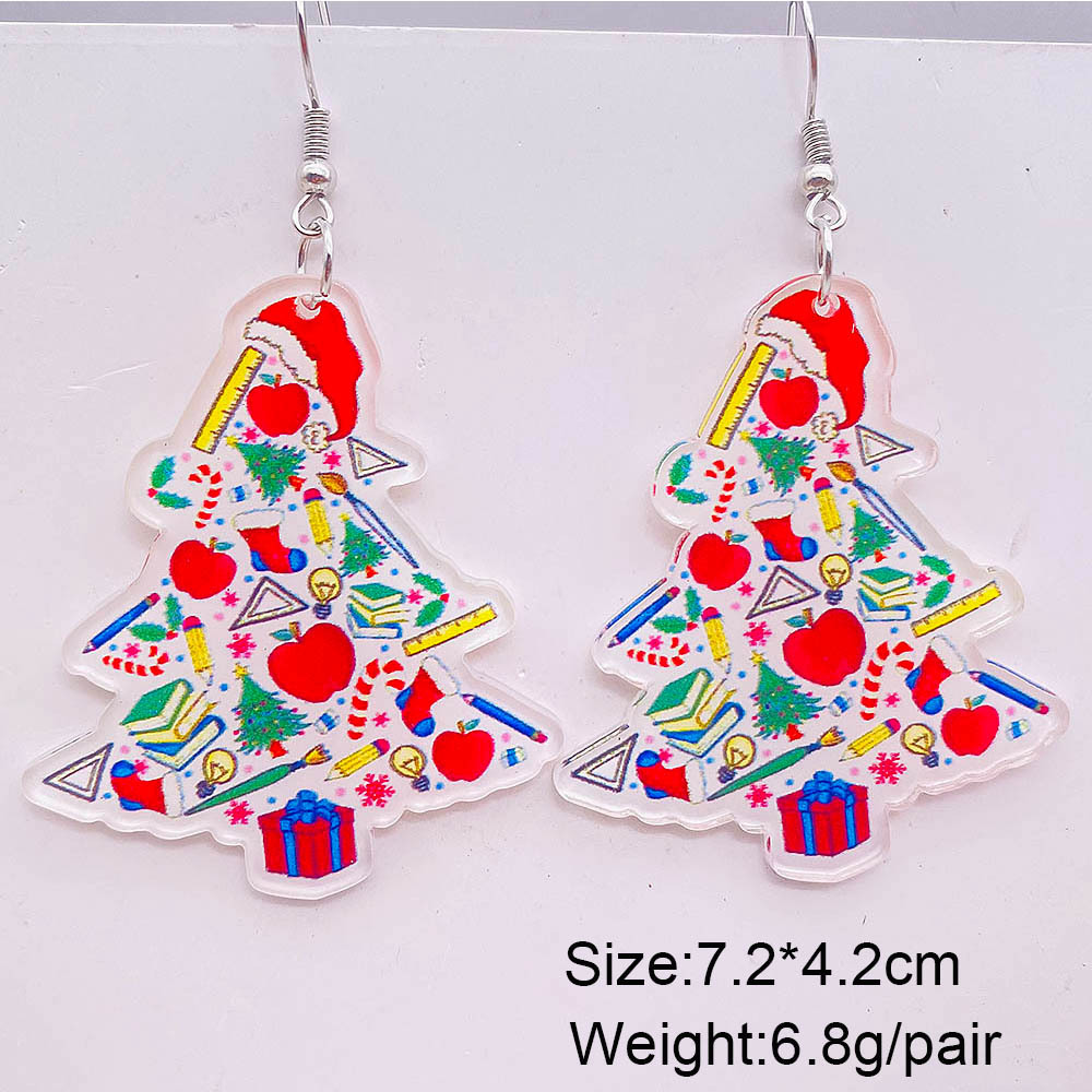 Wholesale Jewelry Cute Christmas Tree Doll Snowman Arylic Drop Earrings display picture 4