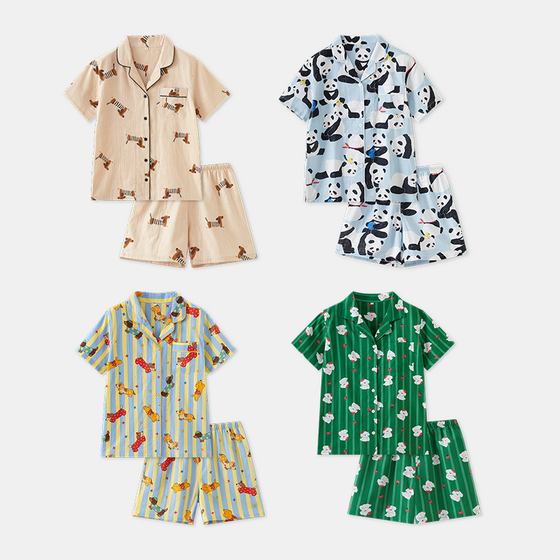 Special Offer - Short-Sleeved Pajamas for Men and Women, Cartoon Style, Large Size, Pure Cotton, Double-Layer Gauze, Loose Fit, Can Be Worn Outside, Pure Cotton Loungewear Special Offer - Short-Sleeved Pajamas for Men and Women, Cartoon Style, Large Size, Pure Cotton, Double-Layer Gauze, Loose Fit, Can Be Worn Outside, Pure Cotton Loungewear