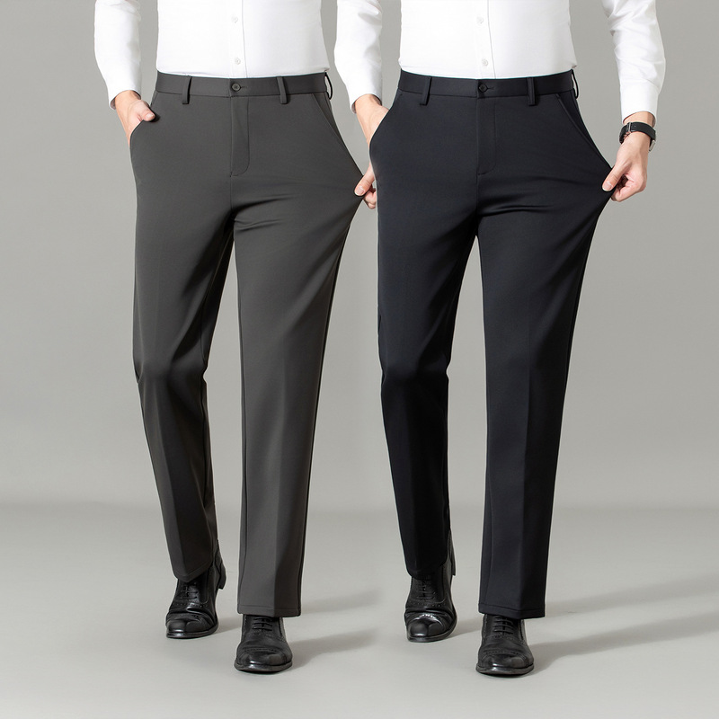 High-waisted casual pants from a famous brand, wool knitted business men's stretch trousers, high-waisted straight-leg commuter trousers for autumn and winter High-waisted casual pants from a famous brand, wool knitted business men's stretch trousers, high-waisted straight-leg commuter trousers for autumn and winter