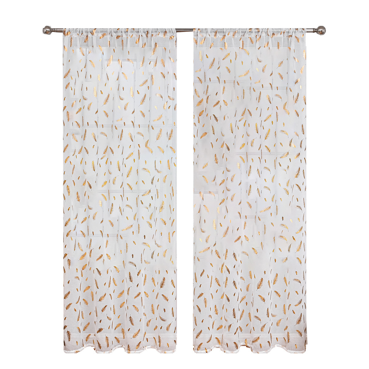 2024 nueva cortina de plumas pequeñas de oro transfronterizo para todos los beneficios a prueba de sol Amazon cortina terminada