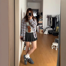 格纹衬衫女夏季2025新款韩系宽松懒惰风衬衣休闲长袖防晒上衣外套