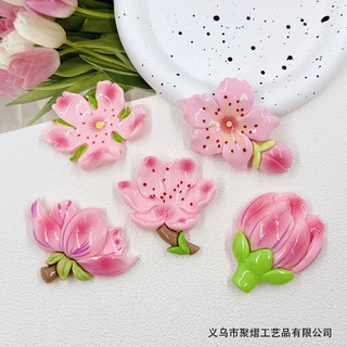 爆款大卡桃花朵朵开diy树脂发饰发夹手机壳冰箱贴奶油胶材料配件