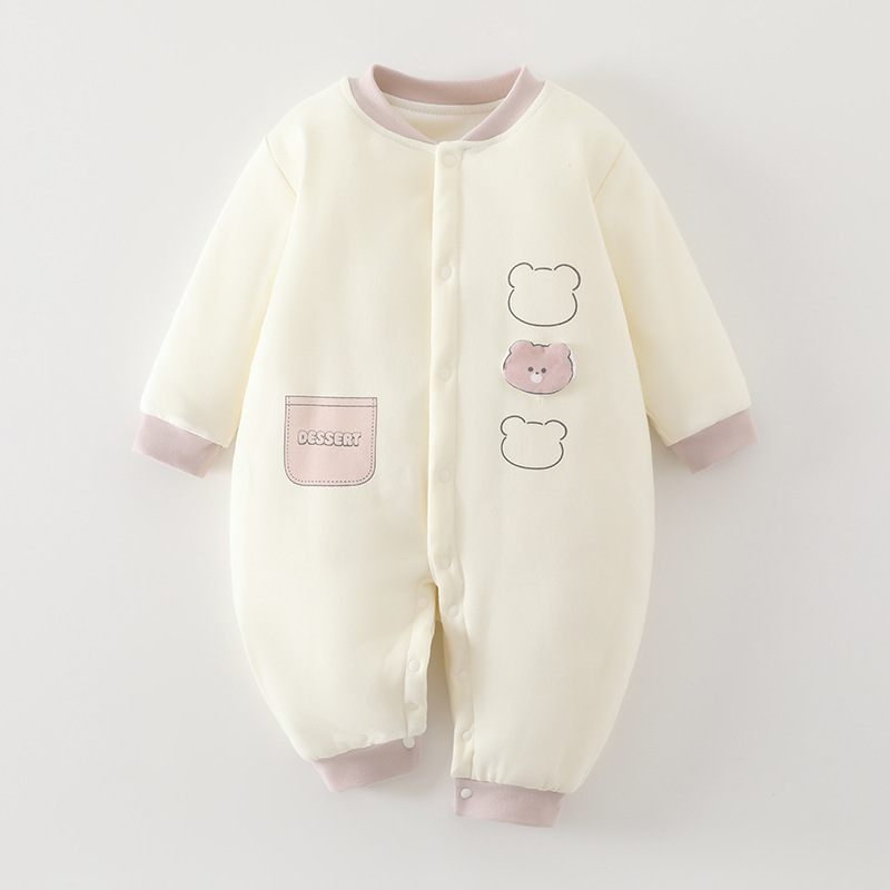 新生婴儿衣服刚出生宝宝连体衣夹棉哈衣秋冬季初生薄棉衣可爱|undefined