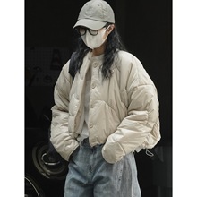 卢浮冬季新款日系时髦圆领加绒棉服宽松廓形舒适保暖短款外套女