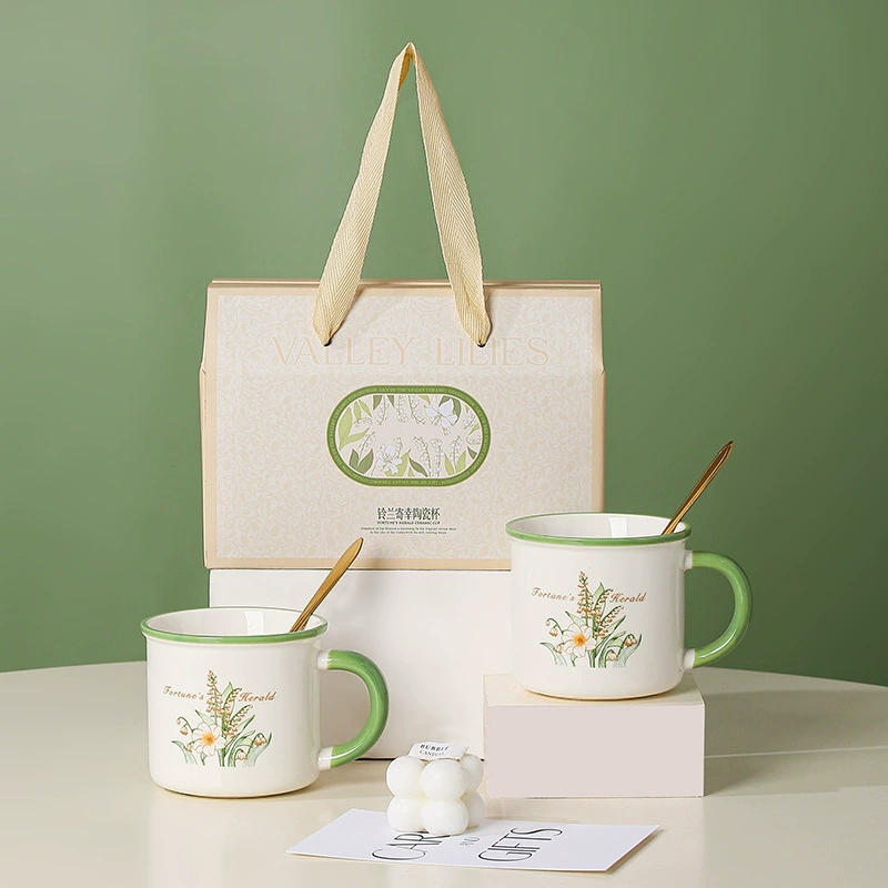 Ceramic towel, creative spoon, tower, tea cup, gift box, orchid, Birthday gift