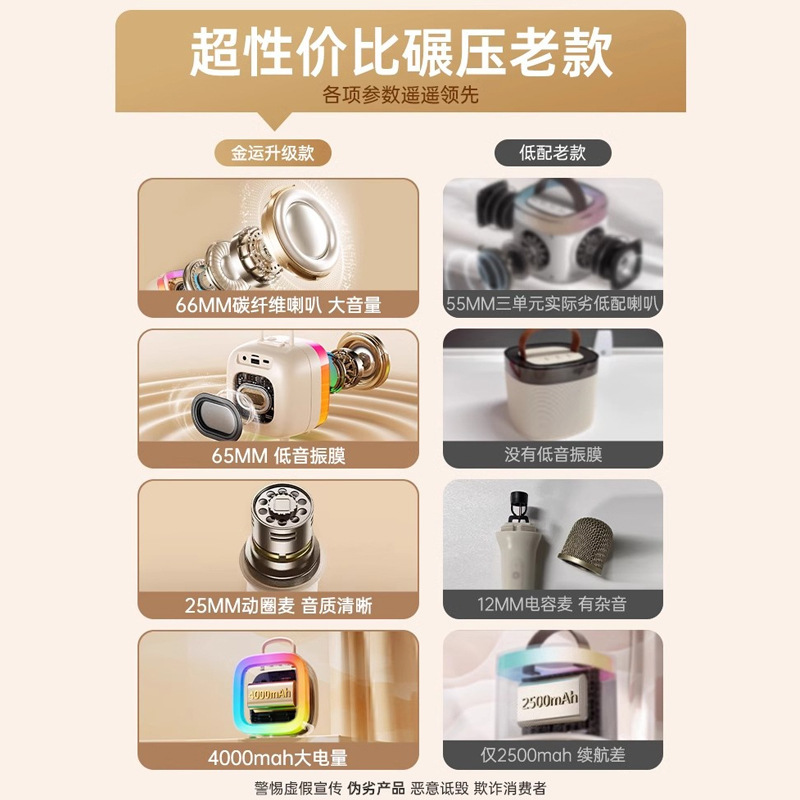 Jinyun K88 ワイヤレス Bluetooth スピーカーポータブル屋外家族が歌うことができる大音量マイクオーディオ統合オーディオ|undefined